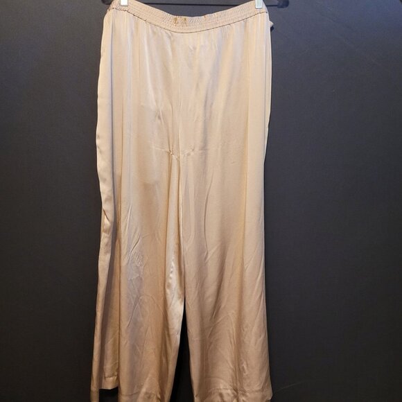 Vintage Suzelle Silk Outfit 3 Pcs Gold Tank Pants Crochet Tunic Metallic Large - Picture 9 of 13